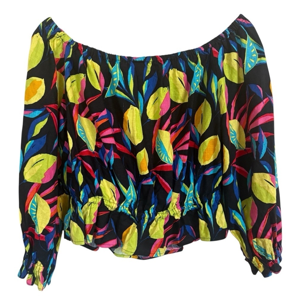 Tabitha Brown x Target NWT Lemon Print Bardot Top Women’s Size Medium - Picture 5 of 14